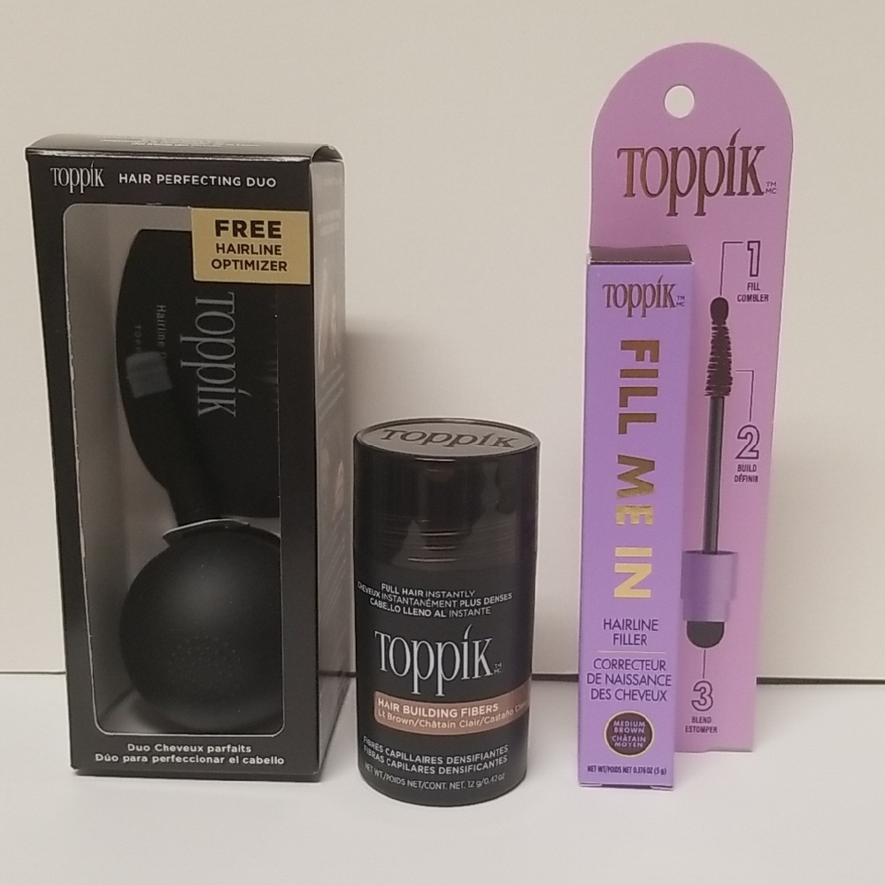 Toppik Bundle Hair Perfecting Duo Hair Building Fibers Fill Me In Brown Set New